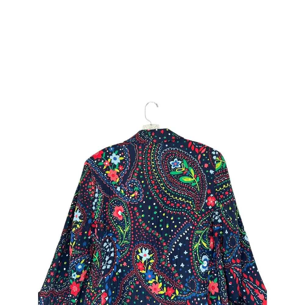 Alfred Dunner Plus Blue Red‎ Floral Colorful Fun Playful Open Front Blazer 14